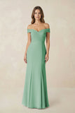 Off-the Shoulder Mermaid Chiffon Bridesmaid Dress in Sea Glass