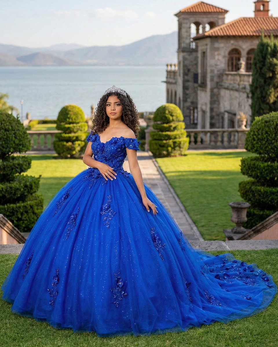 Off the Shoulder Royal Blue Quinceanera Dresses with Appliques