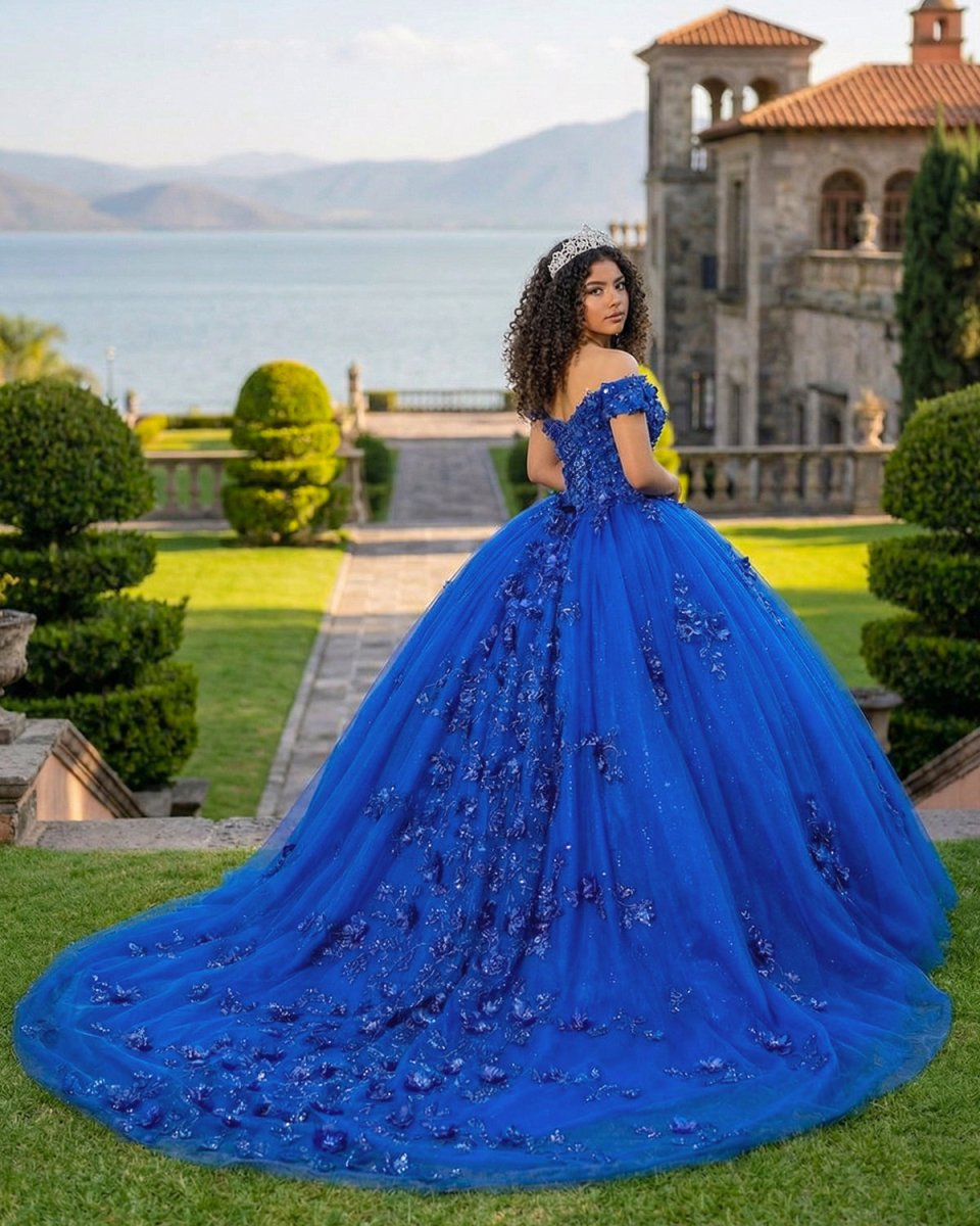 Off the Shoulder Royal Blue Quinceanera Dresses with Appliques