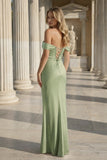 Off the Shoulder Coral Mermaid Satin Long Party Dress