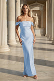 Off the Shoulder Coral Mermaid Satin Long Party Dress
