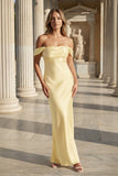 Off the Shoulder Coral Mermaid Satin Long Party Dress