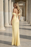 Off the Shoulder Coral Mermaid Satin Long Party Dress
