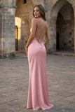 Yellow Spaghetti Straps Sheath Satin Lace Up Long Prom Dresses