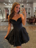 Blush A-Line Sweetheart Corset Ruffle Homecoming & Cocktail Dresses With Applique