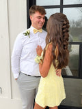 Yellow Sweetheart  A Line Sequins Short Homecoming Dresses