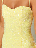 Yellow Sweetheart  A Line Sequins Short Homecoming Dresses