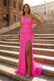 Mermaid One-Shoulder Sequins Prom Dress With Tassels