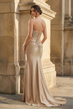 Strapless Mermaid Beaded Long Prom Dress With Slit