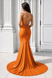 Purple Spaghetti Straps Lace-Up Mermaid Long Formal Dress