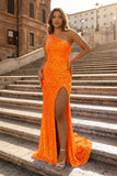 Mermaid One-Shoulder Sequins Prom Dress With Tassels