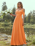 A-Line/Princess Chiffon Ruffles V-neck Sleeveless Floor-Length Bridesmaid Dresses Evening Prom Dress