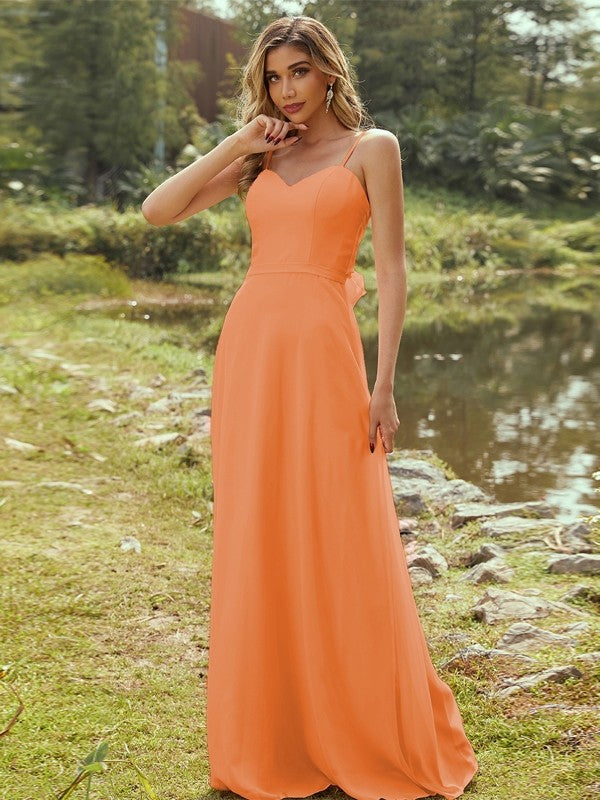 A-Line/Princess Chiffon Sash/Ribbon/Belt Sweetheart Sleeveless Floor-Length Bridesmaid Dresses Evening Dress