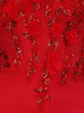 Red - Strapless Bodycon Satin Sequins Mini Party Dresses With Appliques