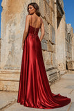Silver Spaghetti Straps Mermaid Appliqued Prom Dress With Split