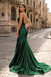 Spaghetti Straps Light Blue Appliques Mermaid Prom Dress