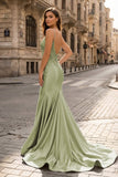 Spaghetti Straps Light Blue Appliques Mermaid Prom Dress