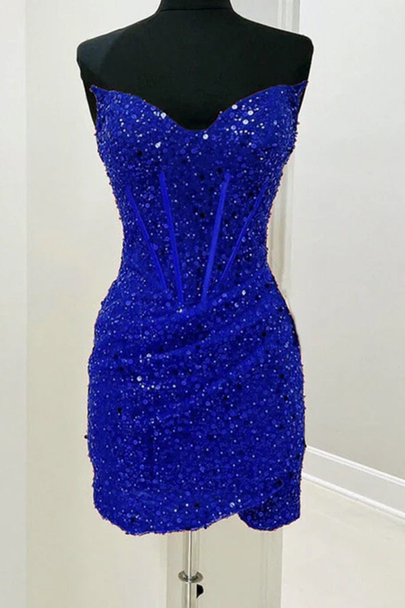 Bodycon Strapless Red Sequins Corset Mini Party Dresses