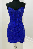 Bodycon Strapless Red Sequins Corset Mini Party Dresses