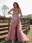 Vestido de noche de graduación con corte A/princesa, encaje, volantes, escote en V, sin mangas y largo hasta el suelo
