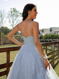 A-Line/Princess Ruffles V-neck Sleeveless Floor-Length Dresses	Prom Evening Dress