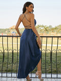 Sheath/Column Silk like Satin Ruched Spaghetti Straps Sleeveless Ankle-Length Dresses Prom Evening Dress