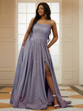 A-Line/Princess Ruffles Spaghetti Straps Sleeveless Sweep/Brush Train Dresses Prom Evening Dress
