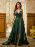 A-Line/Princess Ruffles V-neck Sleeveless Sweep/Brush Train Dresses Prom Evening Dress