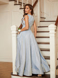 A-Linie/Princess-Linie Rüschen U-Ausschnitt Ärmellos Bodenlang Kleider Ball-/Abendkleid