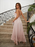 A-Line/Princess Ruffles V-neck Sleeveless Ankle-Length Evening Dresses Prom Dress