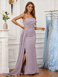 Etui-Linie/Säule Stretch Crepe Rüschen Trägerlos Ärmellos Sweep/Pinsel Zug Kleider Ball Abendkleid