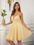 A-Line/Princess Lace V-neck Sleeveless Short/Mini Dresses Prom Homecoming Dress