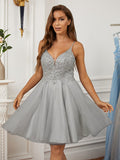 A-Line/Princess Lace V-neck Sleeveless Short/Mini Dresses Prom homecoming Dress