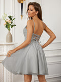 A-Line/Princess Lace V-neck Sleeveless Short/Mini Dresses Prom homecoming Dress