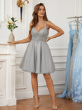 A-Line/Princess Lace V-neck Sleeveless Short/Mini Dresses Prom homecoming Dress