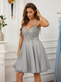 A-Line/Princess Lace V-neck Sleeveless Short/Mini Dresses Prom homecoming Dress