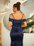 Sheath/Column Charmeuse Ruched Off-the-Shoulder Sleeveless Floor-Length Dresses Prom Evening Dress