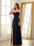 A-Line/Princess Chiffon Applique Sweetheart Sleeveless Floor-Length Dresses Prom Evening Dress