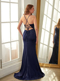 Sheath/Column Charmeuse Ruched V-neck Sleeveless Sweep/Brush Train Dresses Prom Evening Dress