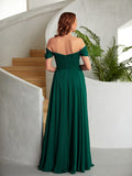 A-Line/Princess 30D Chiffon Ruched Off-the-Shoulder Sleeveless Floor-Length Dresses Prom Evening Dress