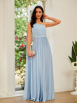 A-Line/Princess Jersey Ruffles One-Shoulder Sleeveless Floor-Length Dresses Prom Evening Dress