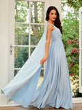 A-Line/Princess Jersey Ruffles One-Shoulder Sleeveless Floor-Length Dresses Prom Evening Dress