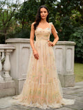 A-Linie/Princess-Linie Spitze Rüschen Träger Ärmellos Sweep/Pinsel zug Kleider Ball-/Abendkleid