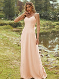 A-Line/Princess Chiffon Sash/Ribbon/Belt Sweetheart Sleeveless Floor-Length Bridesmaid Dresses Evening Dress