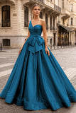 One Shoulder Satin A Line Prom Dress With Bow