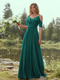 A-Line/Princess Chiffon Ruffles V-neck Sleeveless Floor-Length Bridesmaid Dresses Evening Prom Dress