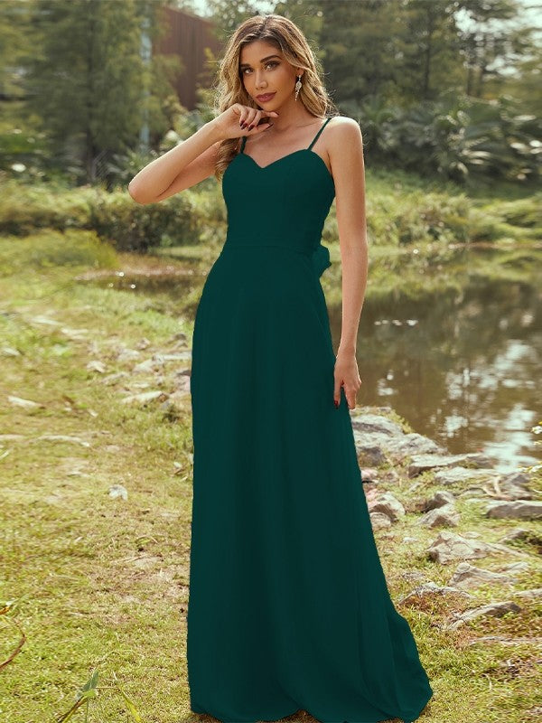 A-Line/Princess Chiffon Sash/Ribbon/Belt Sweetheart Sleeveless Floor-Length Bridesmaid Dresses Evening Dress