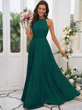 A-Line/Princess Chiffon Ruffles Halter Sleeveless Floor-Length Bridesmaid Dresses Evening Dress