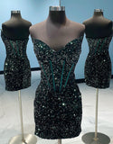 Hot Pink Short Sheath Sequin Mini Party Dresses