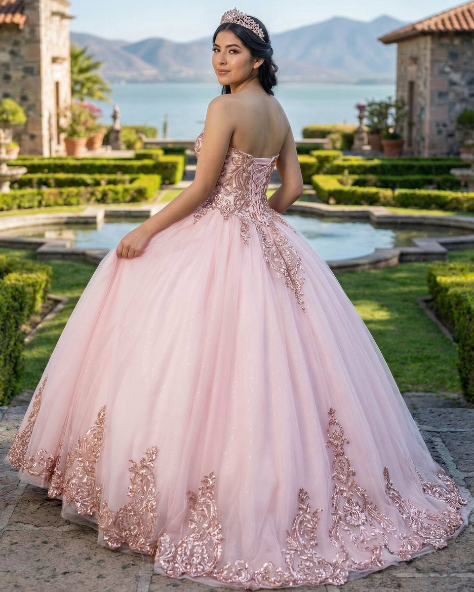 Pink Sweetheart Neckline Quinceanera Ball Gown Dress